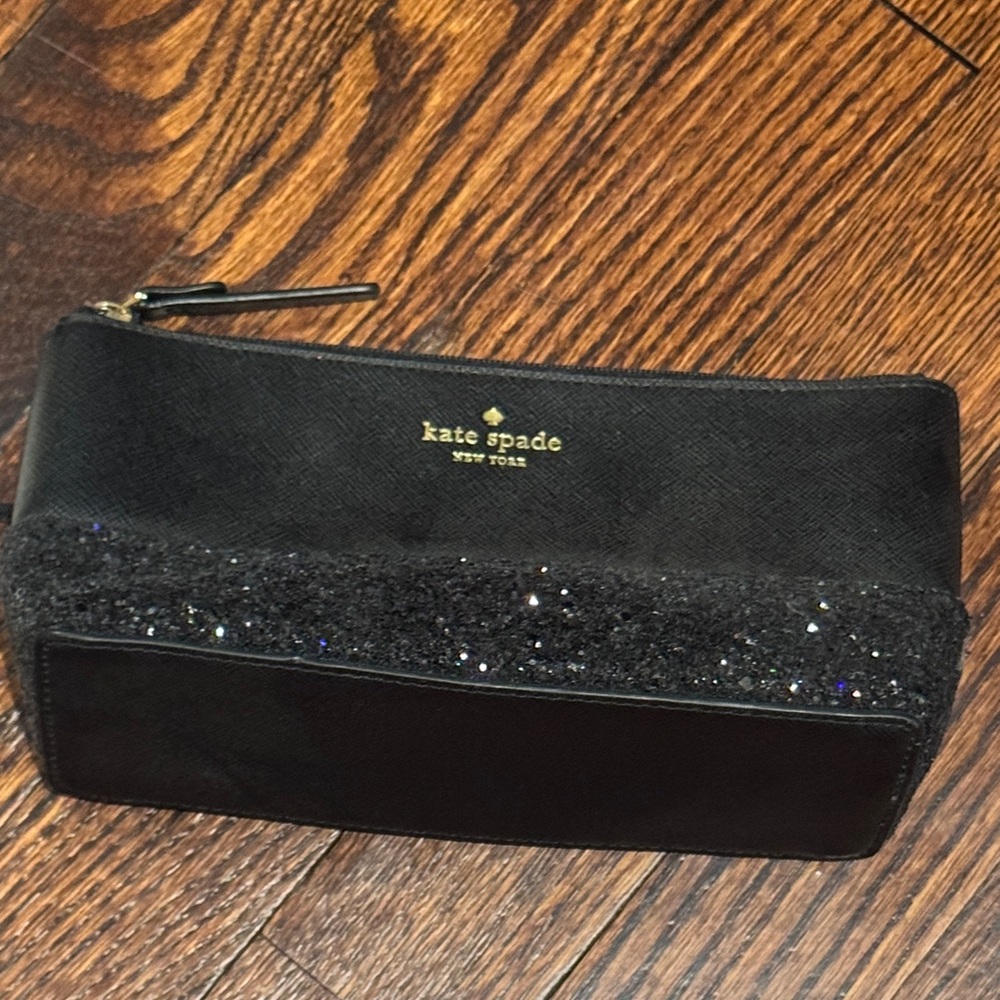Kate Spade Black Glitter Pouch